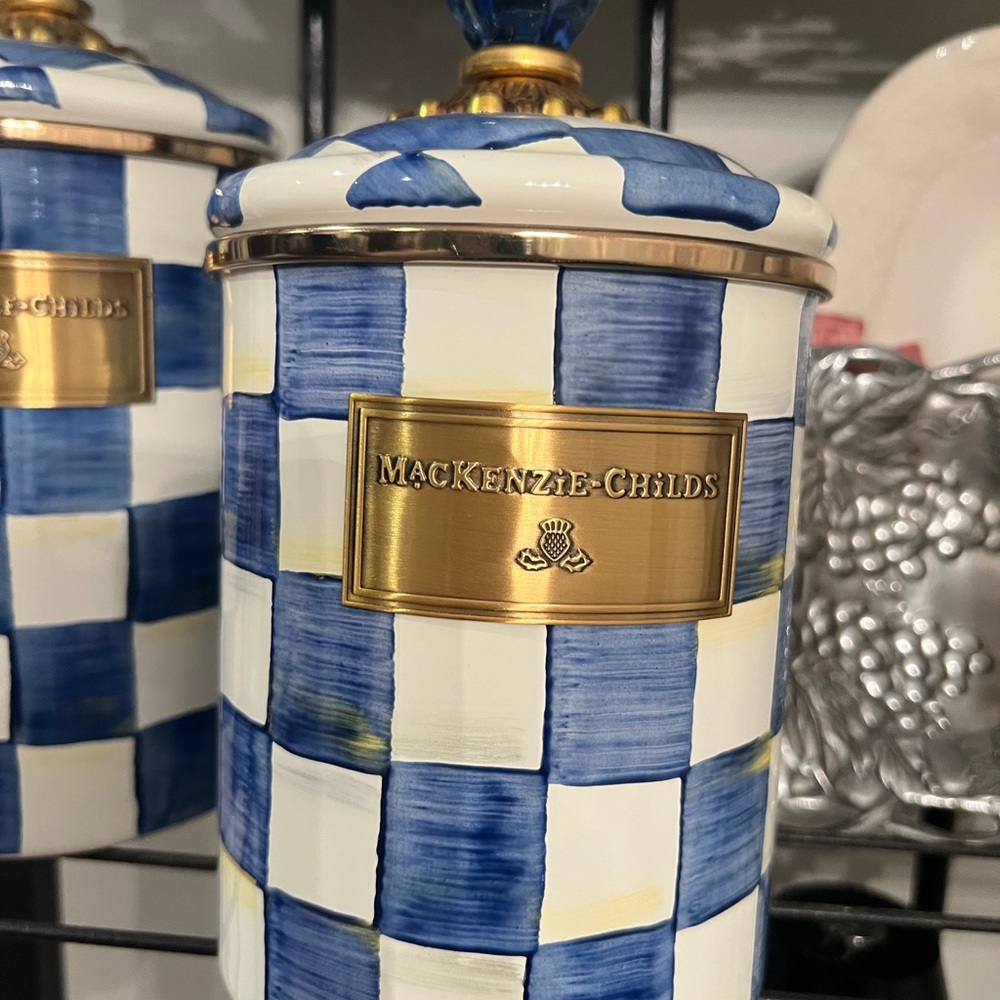 MacKenzie-Childs Royal Check Enamel Canister Medium - Picture 2 of 4